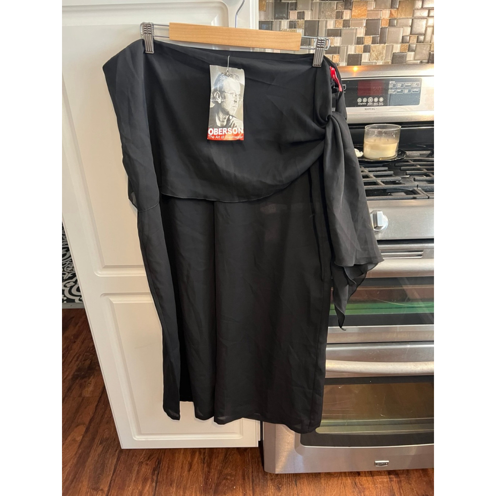 New Gideon Oberson Twilight Black Sheer Swim Pants with attached Sarong